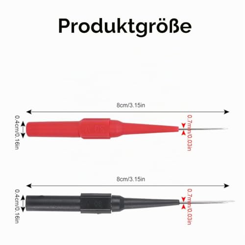 Pack of 10 0.7 mm Measuring Tips for Multimeters, Test Probes B0cxpxqrgt for Professionals (Red/Black)