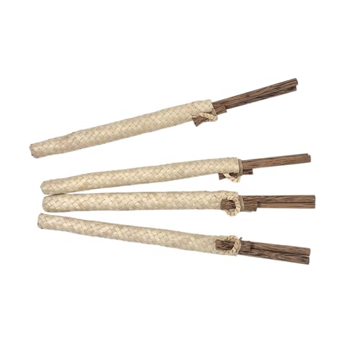 Hawaiian Coconut Wood 10” Long Chopsticks and Holders in Lauhala Sleeves Set of 4