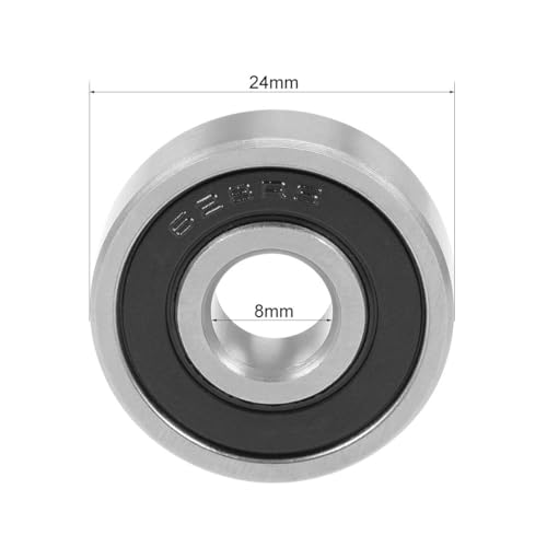 TA-VIGOR 10Pcs 628-2RS Deep Groove Ball Bearings, z4 8mm x 24mm x 8mm Double Sealed Industrial Bearings, Chrome Steel Skateboard Bearings for Motor Electrical Instrument Equipment 628-2RS（10Pcs)