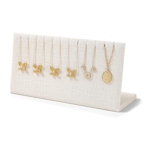 Linen Texture PU Leather Necklace Display Stand White