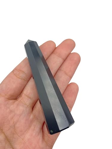 GEMSCITE (3.50-4 inch) Black Obsidian Gemstones Obelisk Tower Jumbo Facet Aura Rock Crystal Natural Polished Earth Wand Spirit