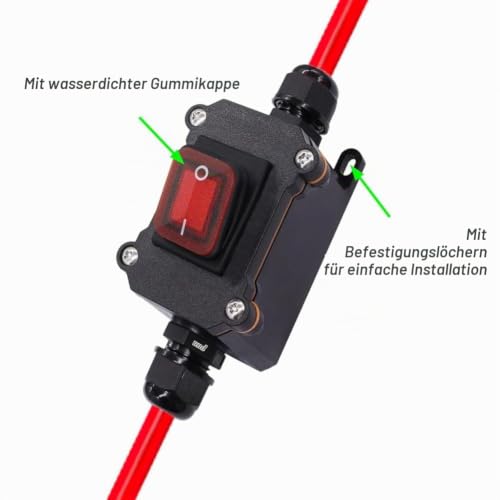 DC12V Inline Cable Switch DC12-24V DPST Double-Sided Cable Switch 25A IP67 Waterproof Rocker Switch with On/Off Quick Connection/Disconnect Switch
