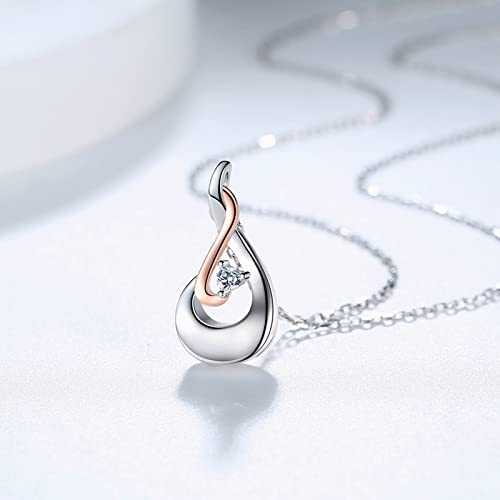 925 Sterling Silver Teardrop Urn Necklace for Ashes Birthstone Heart CZ Memorial Keepsake Pendant Jewelry for Women 04 - White Crystal