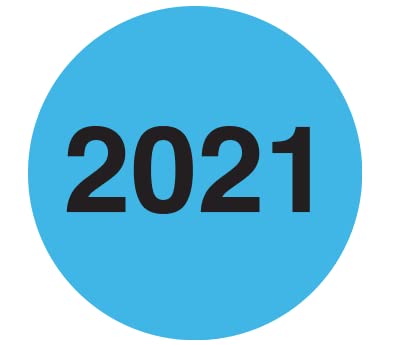 ChromaLabel 3/4 Inch Round Permanent Year Color-Code Dot Stickers, 500 Pack, Blue, 2021 3/4" Diameter