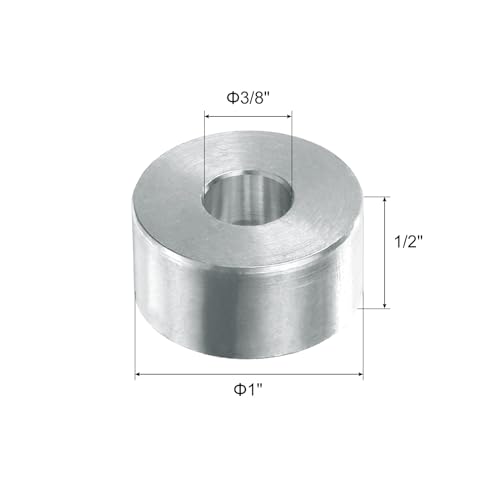 uxcell aluminum spacer, 3/8-inch bore, 1-inch outer diameter, 1/2-inch length, round metal standoff bushing