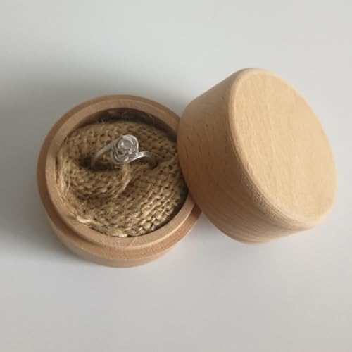 ARTIBETTER Small Boxes 3pcs Round Wooden Ring Boxes with Lid Small Earring Display Box Wooden Keepsake Box for Jewelry Earrings Necklace Proposal Engagement Birthday Wedding Ring Box (Pack of 2) 5.5X5.5X4.3cm (Pack of 2)