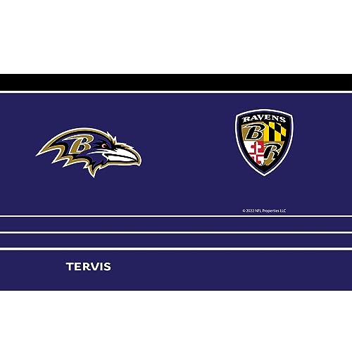 Tervis Traveler NFL Baltimore Ravens - MVP Triple Insulated Tumbler Travel Cup Keeps Drinks Cold & Hot, 20oz, Stainless Steel Multicolor
