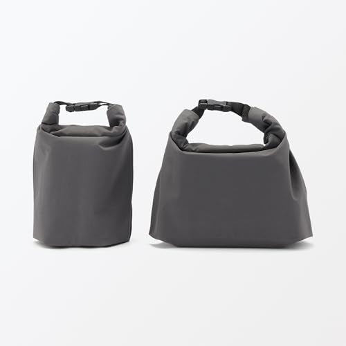 無印良品 MUJI 84843099 Adjustable Height Lunch Bag, Roll Top Type, Large, Gray