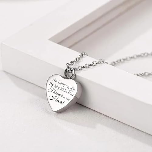 No Longer By My Side But Forever In My Heart Cremation Urn Necklace Pendant Ashes Memorial Locket Keepsake in Stainless Steel Gift For Mum Dad Sister Brother Grandma Grandpa