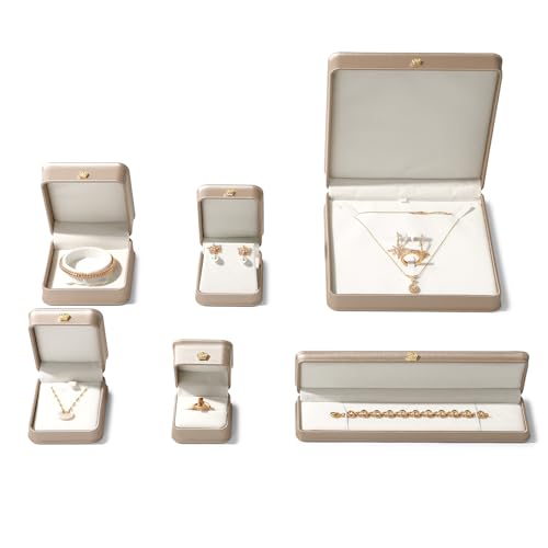Rose Gold PU Leather Jewelry Set Box for Large Necklace & Jewelry 7.28" x 7.48" x 1.81"