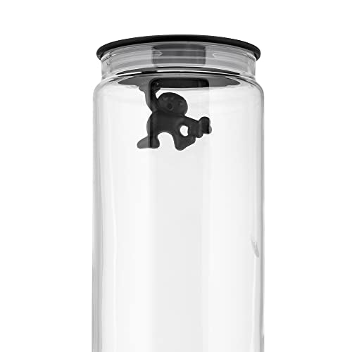 Alessi AMDR08 B "Gianni" black glass food jar with 2000 ml capacity, stylish canister for storing kitchen essentials.