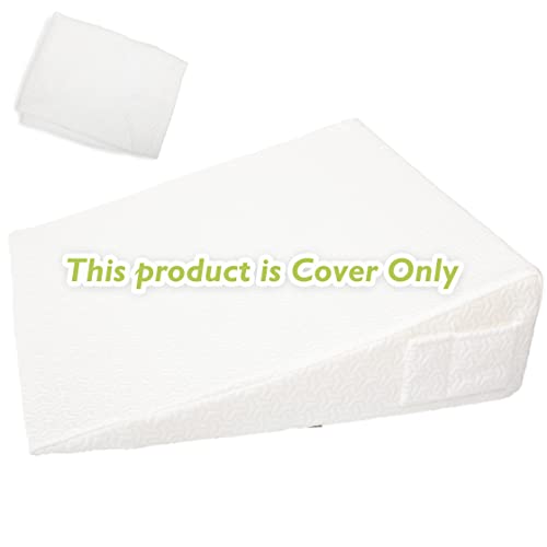 White wedge pillow cover with zipper and pockets, fits 24x24x7 inch wedge, designed for body positioning and comfort by MEOVEN.