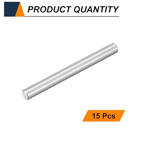 HARFINGTON 15pcs Dowel Pins M8(8mm) x 80mm 304 Stainless Steel Cylindrical Shelf Support Peg Pin Rod Fasten Elements for Metal Devices Wood Furniture DIY Installation, Silver M8 x 80mm 15