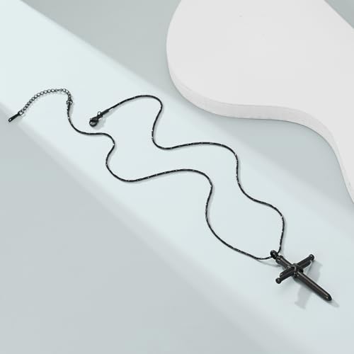 Imrsanl Cremation Jewelry Nail Cross Urn Necklace Pendant Black
