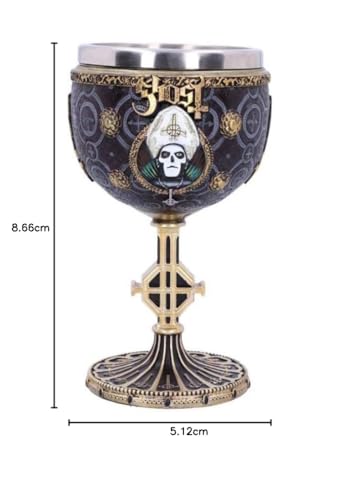 Nemesis Now Ghost Papa Emeritus III Gold Goblet, Hand-Painted Resin, Stainless Steel Insert, Officially Licensed Collectible Merchandise
