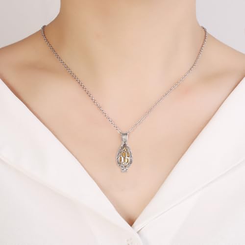 Dog Paw Stainless Steel Cage Cremation Locket Necklace Hold Pet Ashes Keepsake Memorial Urn Jewelry For Women Men With Gold