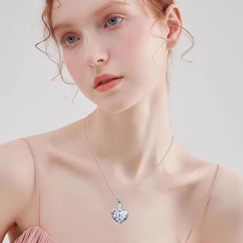 Hearbeingt Sea Turtle Heart Urn Necklaces for Ashes Cremation Jewelry Purple-Silver