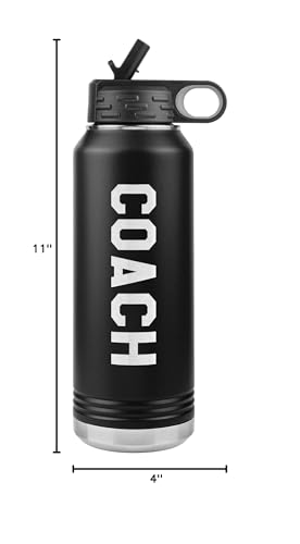 Coach Water Bottle - 32oz Insulated Flip Top Straw - Black