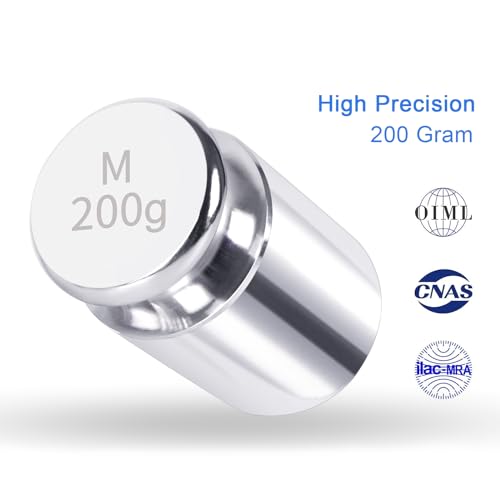 QP Calibration Weights, 200 Gram OIML Class M1 High Precision Scale Weights, Stainless Steel Gram Weights, Chrome Finish, Scale Calibration Weights for Digital Scale, Kitchen Scale, Pocket Scale 200g