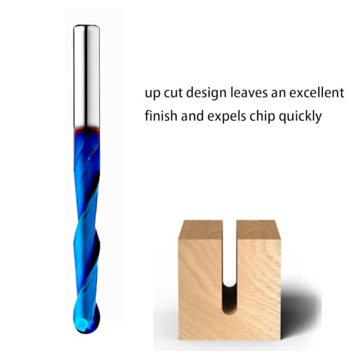 RUHIWORKER T2132BC ball nose CNC spiral router bits, 1/4-inch cutting diameter, extra-long 3-inch overall length