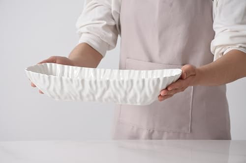 Pampa Bay Mascali Bianca Deep Rectangular Server, 14" x 4.75" x 3" tall White