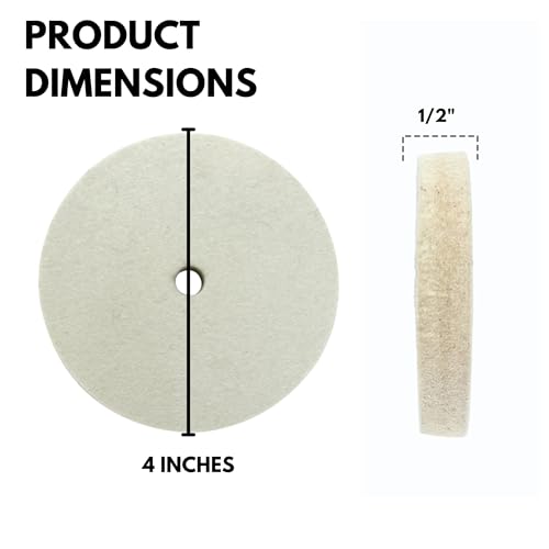 LINE10 Tools 4-inch hard felt buffing wheels with 1/4-inch shank, pack of 4 for drill and die grinder