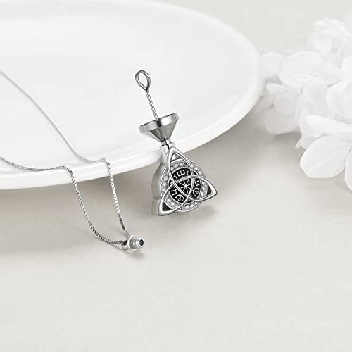 YAFEINI Urn Necklaces for Ashes 925 Sterling Silver Cremation Jewelry for Ashes Memory Jewelry for Women Men G-Celtic Urn Necklace
