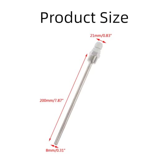 4 Stück Tauchhülse G1/2 Zoll,Tauchhülsen Temperaturfühler 8 x 200mm,Edelstahl Tauchhülse Gewinde für Temperatursensor,Tauchschutzrohre für Thermoelemente,geeignet für Pufferspeicher,Heizung &Solar