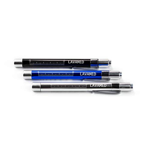 Diagnostic Light Professional LED Lamp with Measuring Scale White and Yellow Light Aluminum Diagnostic Lamp Ballpoint Pen Lamp Penlight 2 Meters Shockproof, Silver