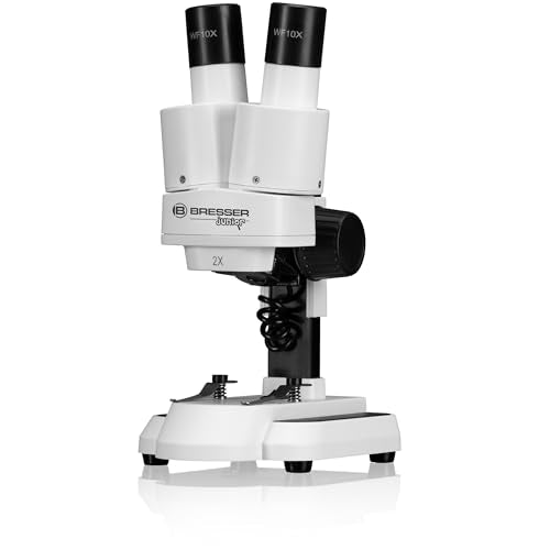 Bresser junior stereo 3D microscope ICD-Pro with 20x and 50x magnification for children and adults for the observation of stones, coins, insects and much more | Auflichtmikroskop und Durchlichtmikroskop, 12 Mineralproben, 5 Dauerpräparate, Binokulare S...