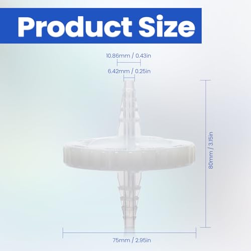 Sterile 50 mm PTFE Sterile Valve Filter, 0.22 µm Hydrophobic Syringe Filter | Maximum operating pressure 60 psi, individually packaged