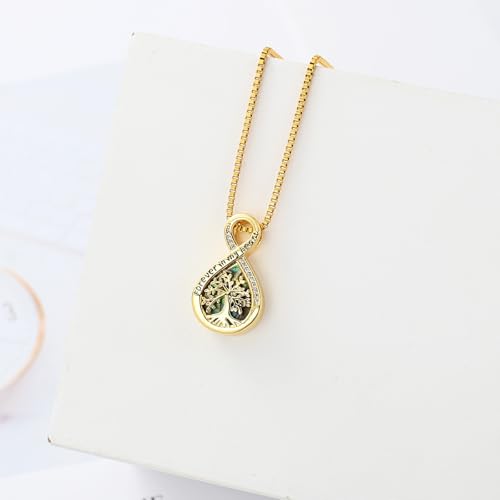 Abalone Shell Infinity Urn Necklaces for Ashes Tree of Life Cremation Memorial Ashes Pendant for Men Women Stainless Steel Loved One Cremation Jewellery Keepsakes Necklaces Gold