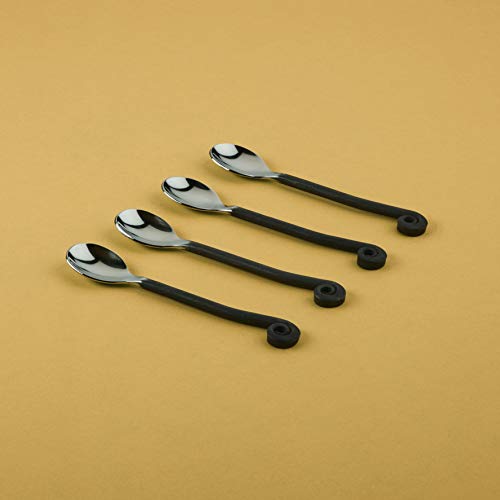 Gourmet Settings - 4-Piece Mini Spoons Set - Treble Clef Collection - Polished/Matte Small Stainless Steel Teaspoons - Demitasse Espresso Cutlery - Dishwasher Safe Flatware (34-900) 4pc Minispoons