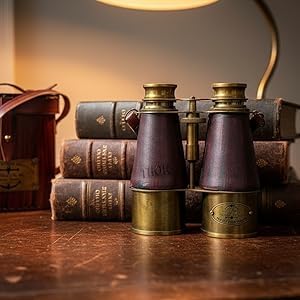 Antique Marine Victorian Binoculars Handmade Buffed Leather Cover Belt 5 inches Brass Home & Office Decor