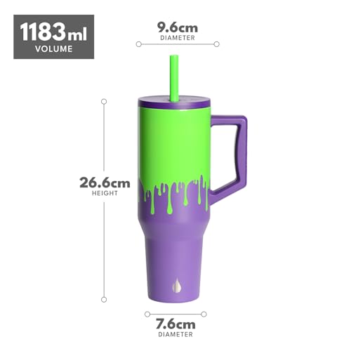 Elemental Spill Proof 40oz Insulated Tumbler with Handle & Straw Travel Mug 40 Ounces Poison Drip