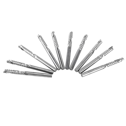 Dioche Single Flute End Mill, 10pcs Single Flute End Mill Cutter CNC Tool Bits 3.175mm Diameter 22mm Cutting Edge Length
