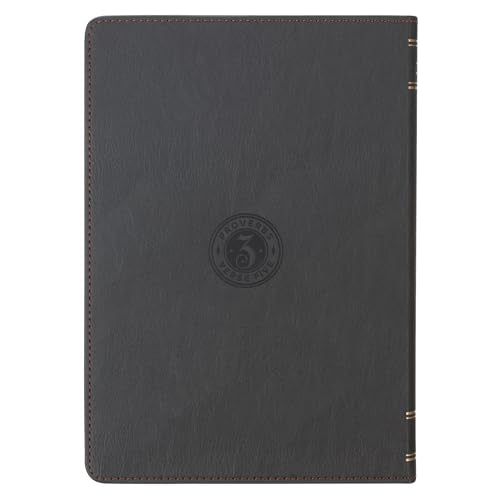 Christian Art Gifts Inspirational Journal, Trust in the Lord Wide Ruled Notebook, Prov. 3:5 Bible Verse, Gray Vegan Leather, 336 Lined Pages w/scripture, (8.6” x 6.1” x .9”)