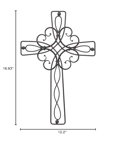 Dicksons Floral Open Intricate Black 17.5 Inch Metal Decorative Hanging Wall Cross
