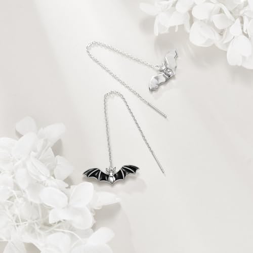 Halloween Bat Earrings 925 Sterling Silver Gothic Earring Jewelry Birthday Gifts for Women Wife Bat1