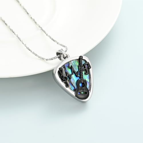 shajwo Guitar Pick Cremation Jewelry for Ashes Silver-Abalone Shell