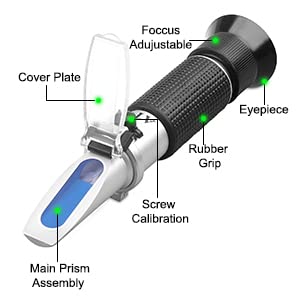 [Australia - AusPower] - Honey Refractometer with ATC - Measures Honey Moisture, Brix, and Baume, 58-90% Brix Scale Range Honey Refractometer Black 