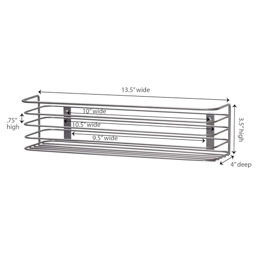 Household Essentials 1226-1 Long Basket Door Mount Cabinet Organizer | Mounts to Solid Cabinet Doors or Walls Nickel Powder Finish Low Rack