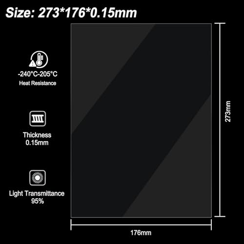 6PCS FEP Film Release Films for ELEGOO Saturn 4/Saturn 4 Ultra/Saturn 3/Saturn 2 Resin 3D Printer with 95% Light Transmittance, 273 x 176 x 0.15mm 273x176mm