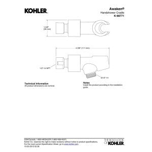 KOHLER 98771-BN Awaken Hand Shower Cradle, Vibrant Brushed Nickel