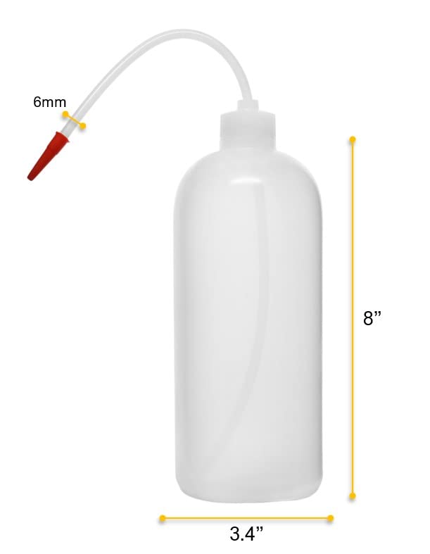 EISCO Wash Bottle, 1000ml - Polyethylene - Translucent, Unbreakable - Screw Cap with Flexible Delivery Tube for Dispensing Liquid - Includes Tube Cap (Pack of 2) 33.8 Ounces (Pack of 2)