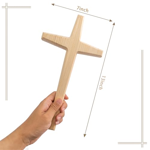 Nuvivilan Natural Wooden Wall Cross Decor, Minimalist Christian Cross Wall Art for Home, Church, Prayer Room, Bedroom & Living Room, Religious Gift for Women (13" L x 6.9" W) Star Cross