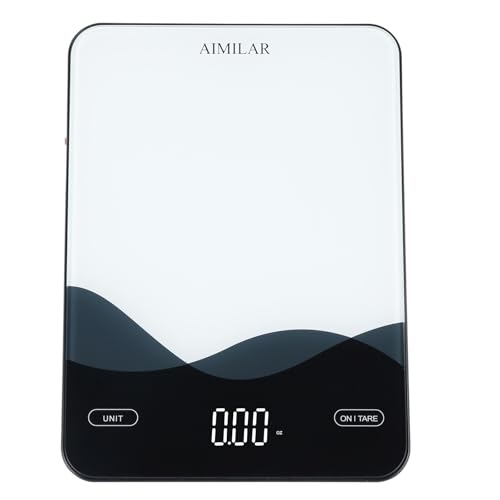 Chargeable Digital Kitchen Food Scale - AIMILAR LED Display 22lb Food Weight Scales for Baking Cooking USB-C Rechargeable Ounces and Grams 1g/0.1oz Tempered Glass XX