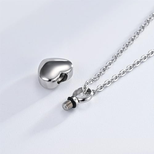 3 Pack Tiny Heart Urn Necklaces for Ashes for Women Men Cremation Jewelry Small Heart Urn for Human Ashes Holder Memorial Keepsake Pendant 3pcs-Silvery