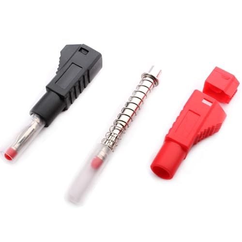 RUNCCI-YUN 10pcs 4mm Insulated Banana Plugs Solder Retractable Banana Plug Stackable for Multimeter Tips (Red Black
