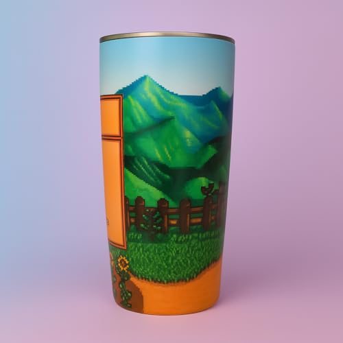 Original Retro Game Stats Tumbler, 20 Oz Insulated Stainless Steel Coffee Travel Cup